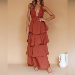 CATALINA TIERED RUFFLE MAXI DRESS COCOA